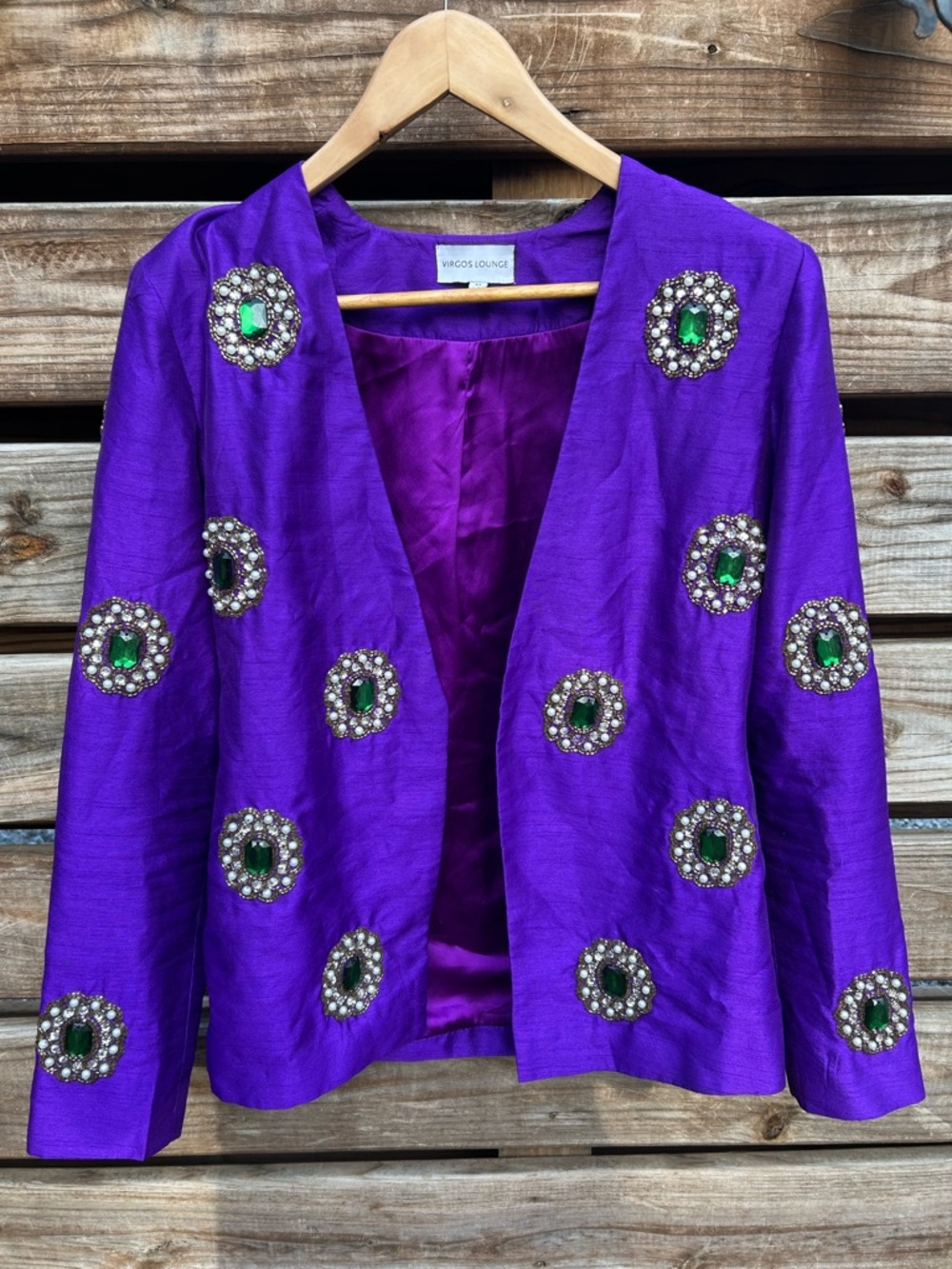 Virgos Lounge Royal Purple Jeweled Embellished Jacket - M